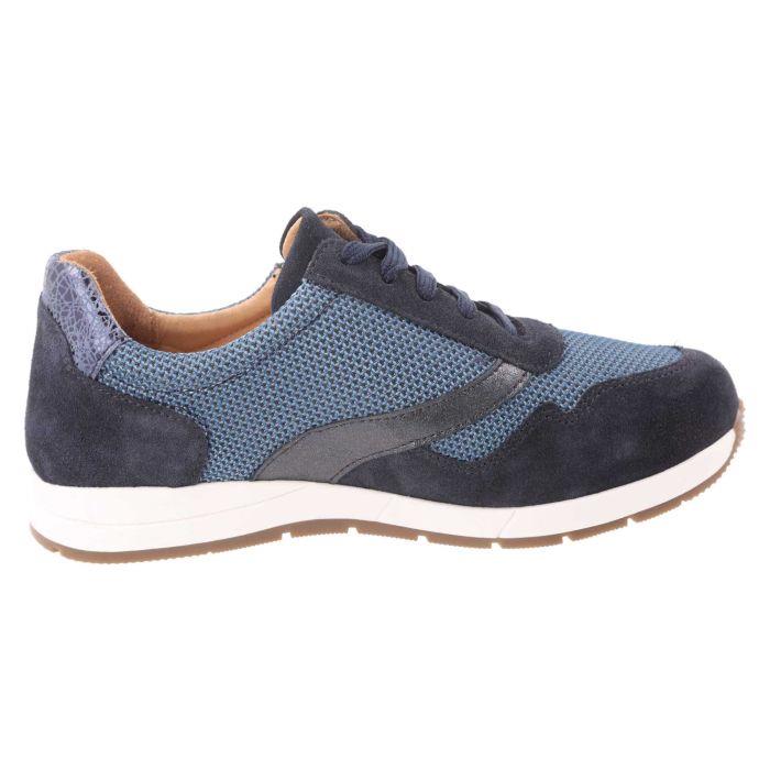 Women's Wide Fit DB Ava Lace Up Trainers in Black Leather / Gold Mesh - Image 9