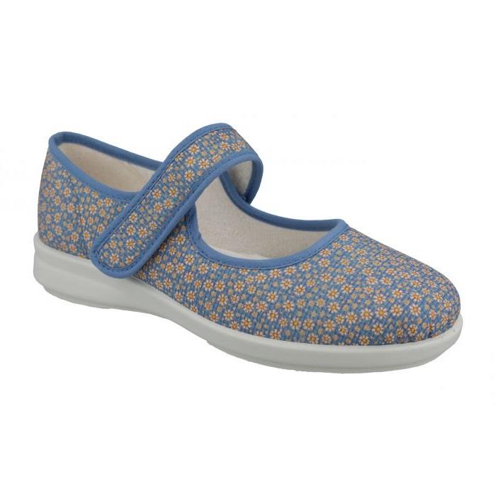 Women's Wide Fit DB Penguin Canvas Shoes in Beige Daisy Print - Image 1