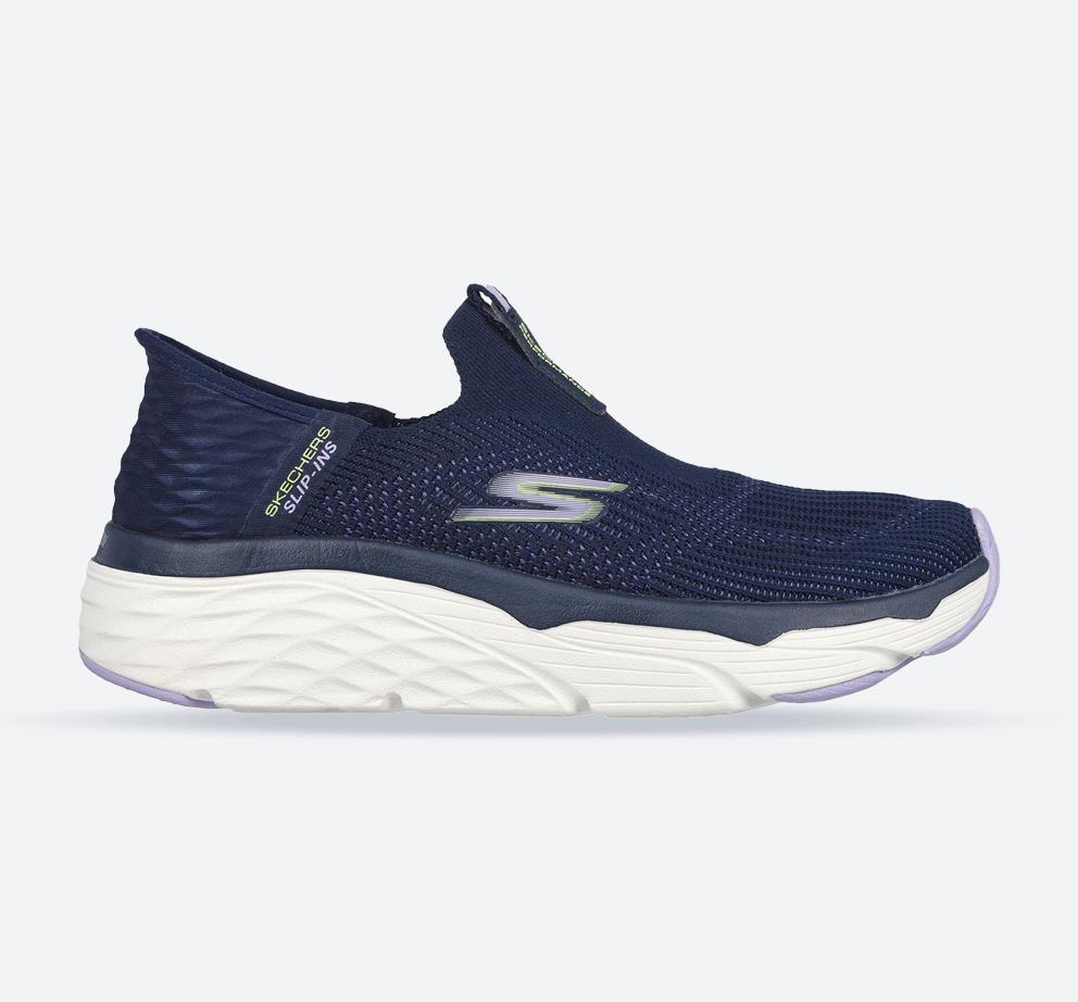 Women's Wide Fit Skechers 128571 Max Cushioning Smooth Trainers - Navy/Lavender in Navy/Lavender - Image 1