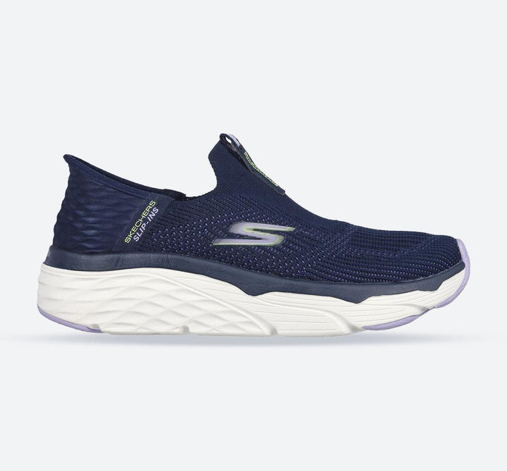 Women's Wide Fit Skechers 128571 Max Cushioning Smooth Trainers - Navy/Lavender in Navy/Lavender - Image 1