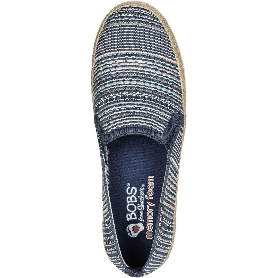 Women's Wide Fit Skechers 113982 Bobs Flexpadrille 3.0 Island Muse Espadrille Slippers in Black/Multi - Image 8