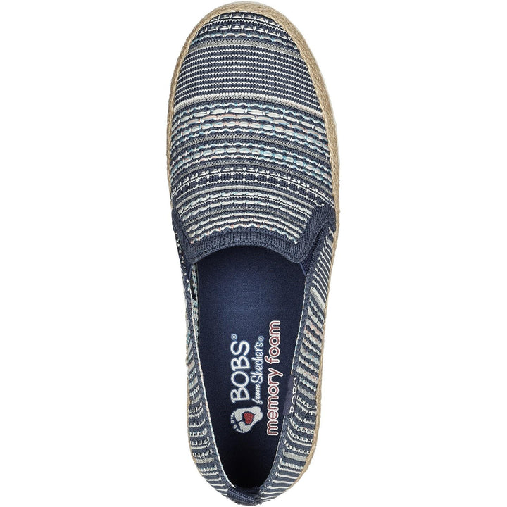 Women's Wide Fit Skechers 113982 Bobs Flexpadrille 3.0 Island Muse Espadrille Slippers in Black/Multi - Image 1