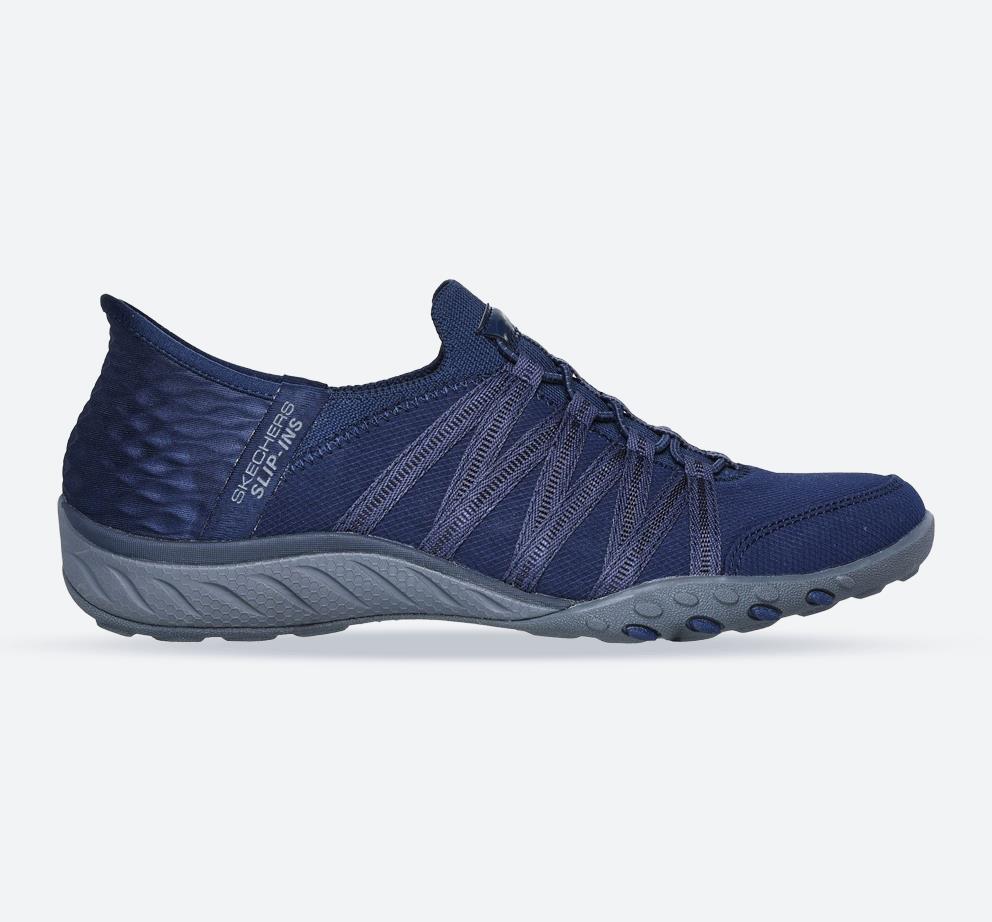 Women's Wide Fit Skechers 100593 Breathe Easy Roll With Me Trainers - Navy in Navy - Image 1