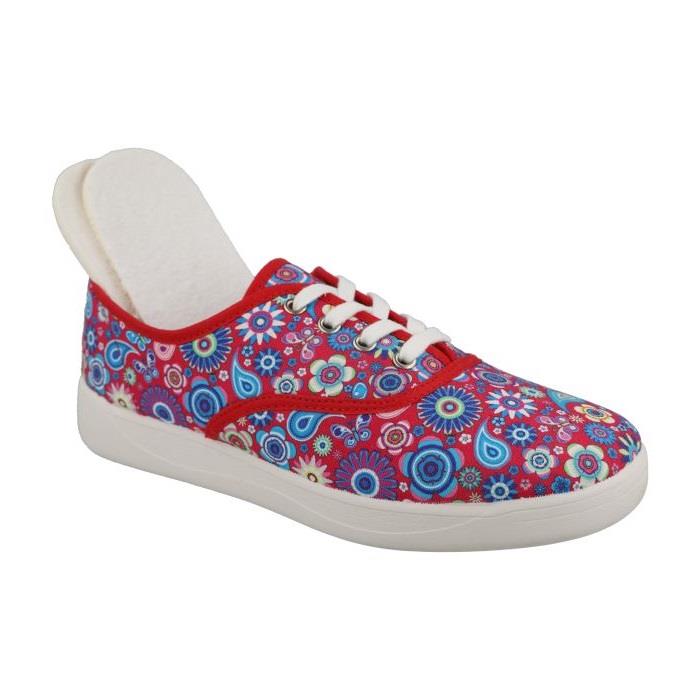 Women's Wide Fit DB Charlie Canvas Shoes in Red Textile - Image 6