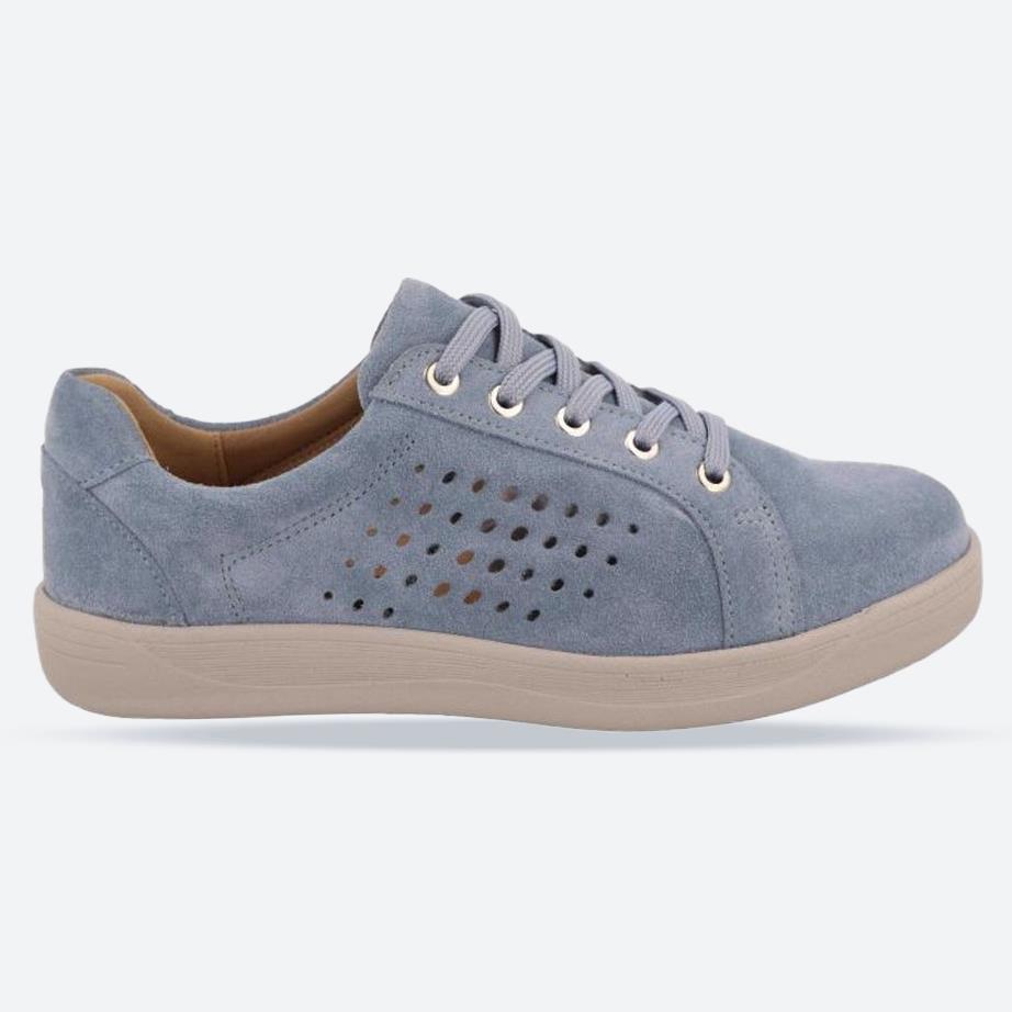 Women's Wide Fit DB Aleen Shoes in Sky Blue Suede - Image 1