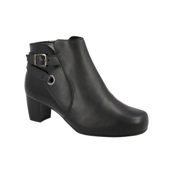 Women's Wide Fit DB Belmont Boots in Black lea / patent - Image 2