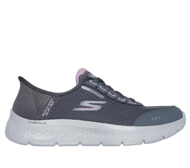 Women's Wide Fit Skechers 124846 Go Walk Flex Clear Creek Trainers in Black/Mauve - Image 1