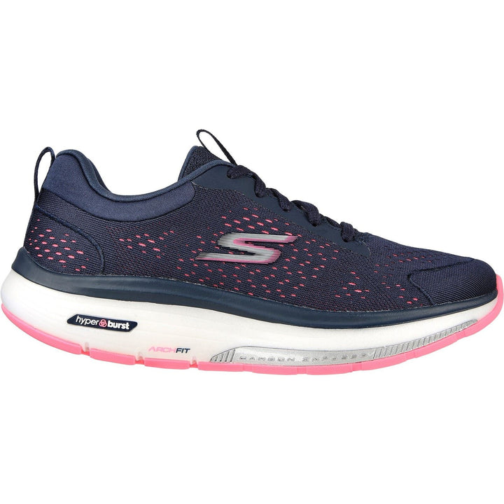 Women's Wide Fit Skechers 124933 Go Walk Workout Walker Trainers in Navy/Hot Pink - Image 1