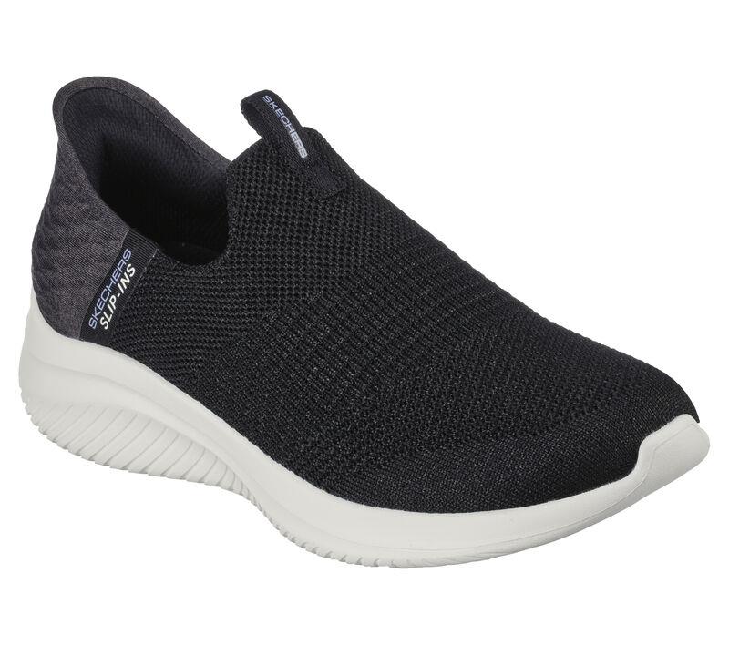Women's Wide Fit Skechers 149709W Slip-ins Ultra Flex 3.0 Smooth Step Trainers in Black - Image 3