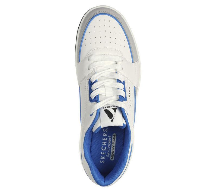 Men's Wide Fit Skechers 183140 Uno Court Trainers in White/Blue - Image 1