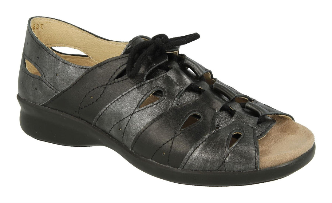 Womens Wide Fit DB Hazel Sandals in Black / Pewter - Image 3