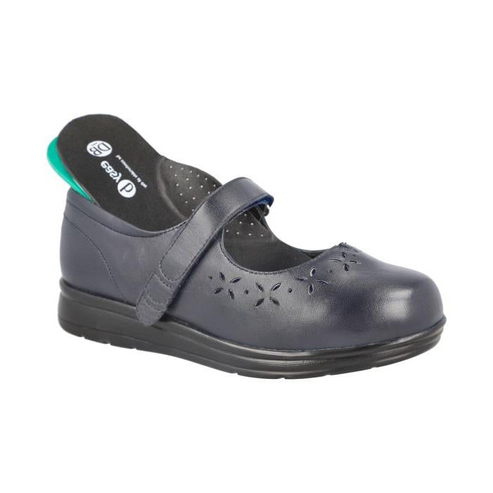 Women's Wide Fit DB Liskeard Shoes in Black Leather - Image 8