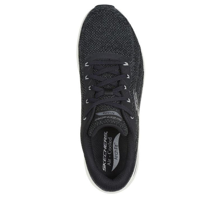 Men's Wide Fit Skechers 232701 Arch Fit 2.0 Road Wave Walking Trainers - Black in Black / White - Image 1
