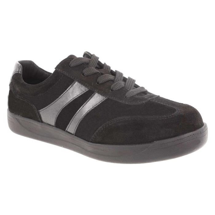 Women's Wide Fit DB Hannah Lace Up Trainers in Black Suede - Image 1