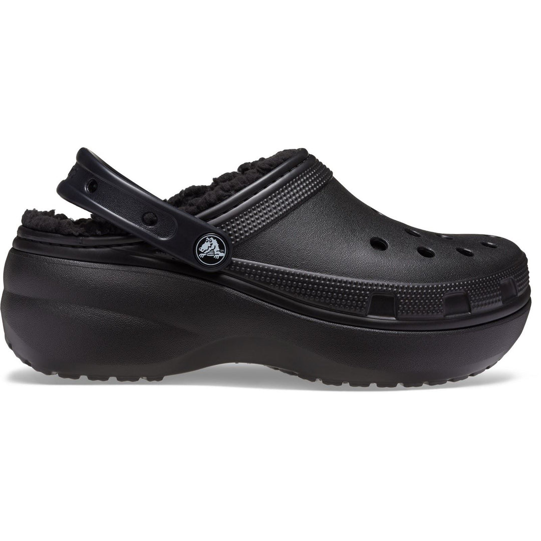 Women's Crocs 207938 Classic Platform Lined Clog Sandals in Black - Image 2