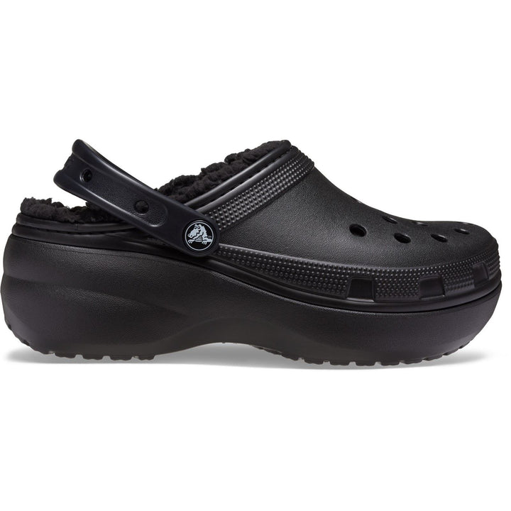 Women's Crocs 207938 Classic Platform Lined Clog Sandals in Black - Image 1