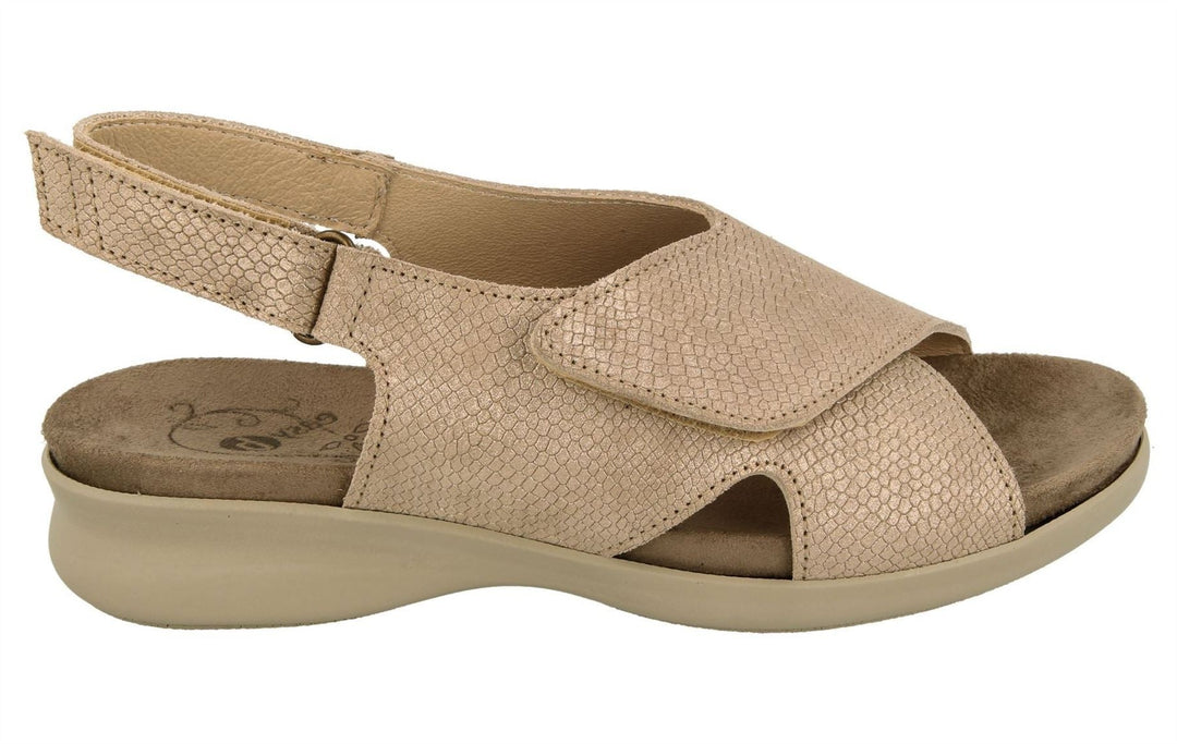 Womens Wide Fit DB Island Sandals in Cream Snake Print - Image 7