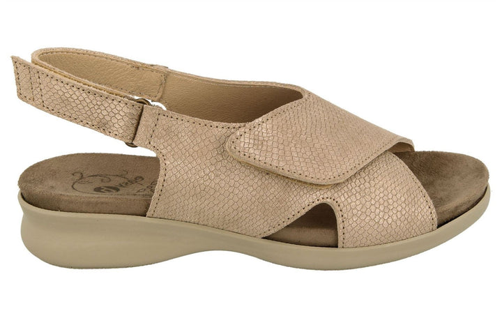 Womens Wide Fit DB Island Sandals in Cream Snake Print - Image 1