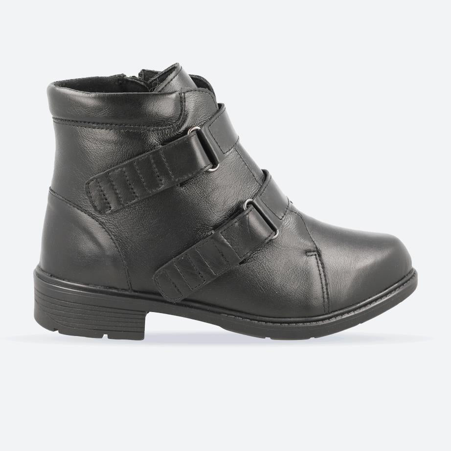 Women's Wide Fit DB Badger Boots in Black Leather - Image 1