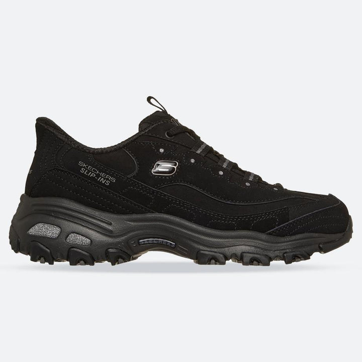 Women's Wide Fit Skechers 150543W Slip-ins D'Lites Classic Remix Trainers in Black - Image 1