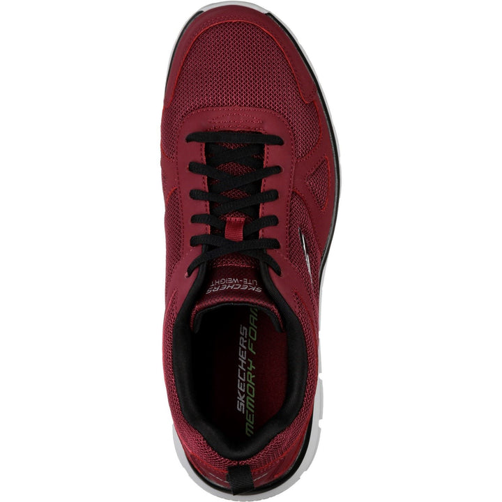 Men's Wide Fit Skechers 52631 Track Scloric Sports Trainers in Burgundy/Black - Image 1