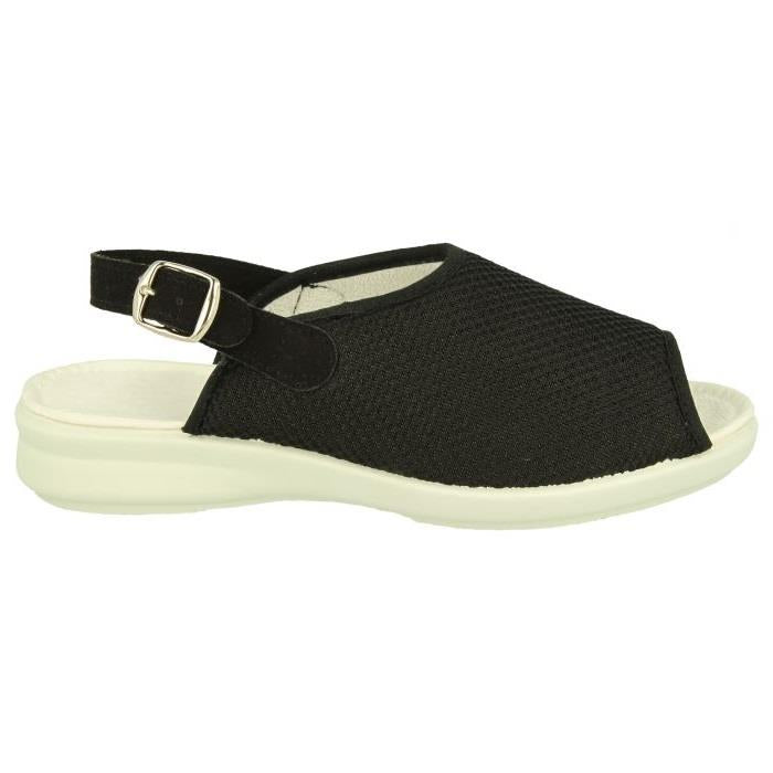 Women's Wide Fit DB Grouse Sandals in Black Textile - Image 2