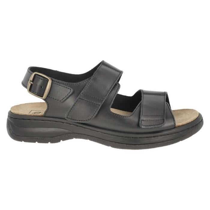 Men's Wide Fit DB Alfie Sandals in Black Leather - Image 2