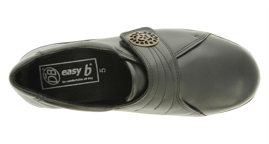 Womens Wide Fit DB Pacific Shoes in Black Leather - Image 6