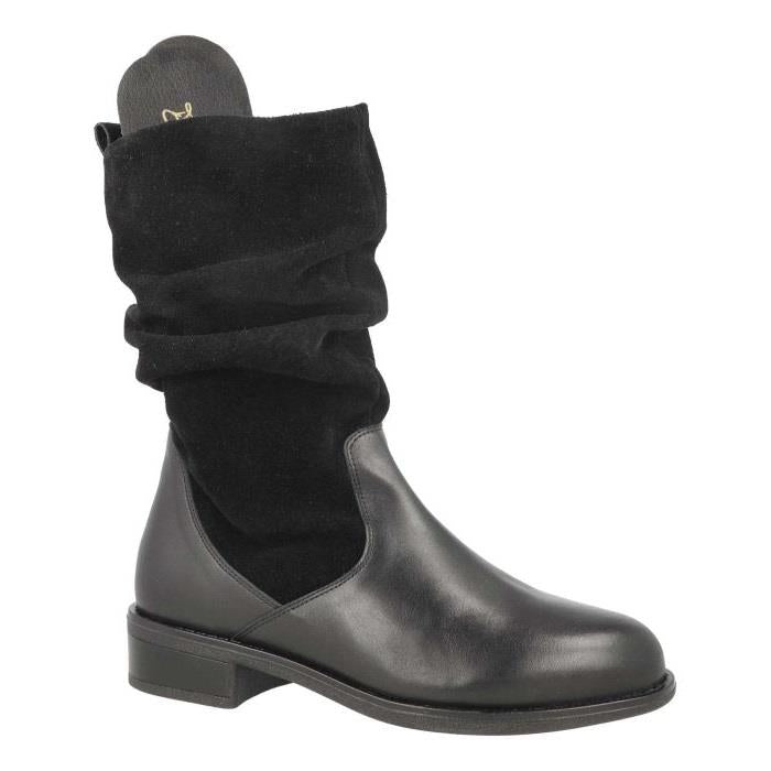 Women's Wide Fit DB Hornbeam Boots in Black Leather / Suede - Image 5