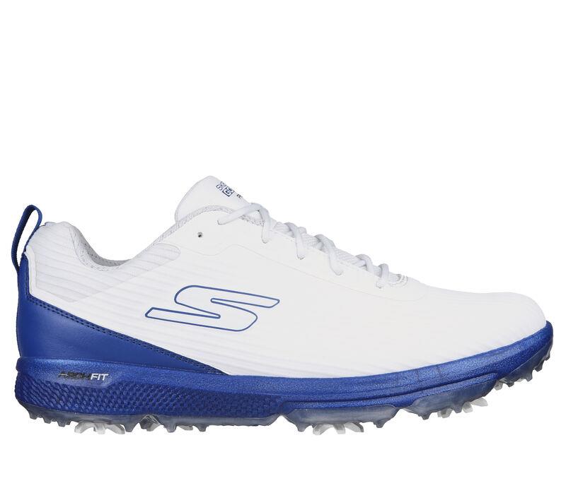 Men's Wide Fit Skechers 214044 Go Golf Pro 5 Hyper Golf Trainers in White/Blue - Image 2