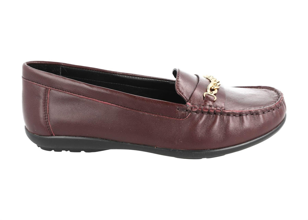 Women's Wide Fit DB Nicolette Loafer Shoes in Black Leather - Image 14