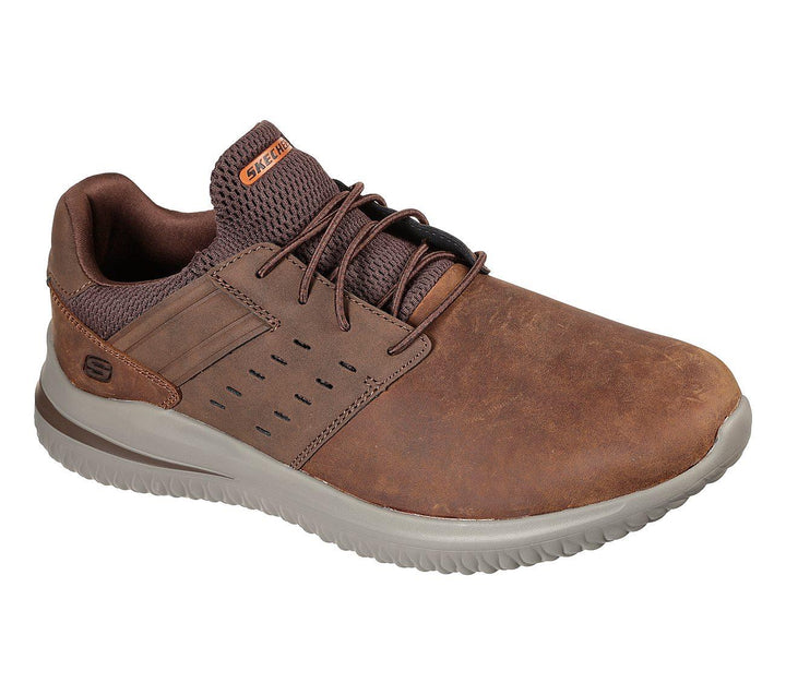 Mens Wide Fit Skechers Street Wear Delson 3.0 210308W Luxury Walking Trainers - Brown in Brown - Image 1