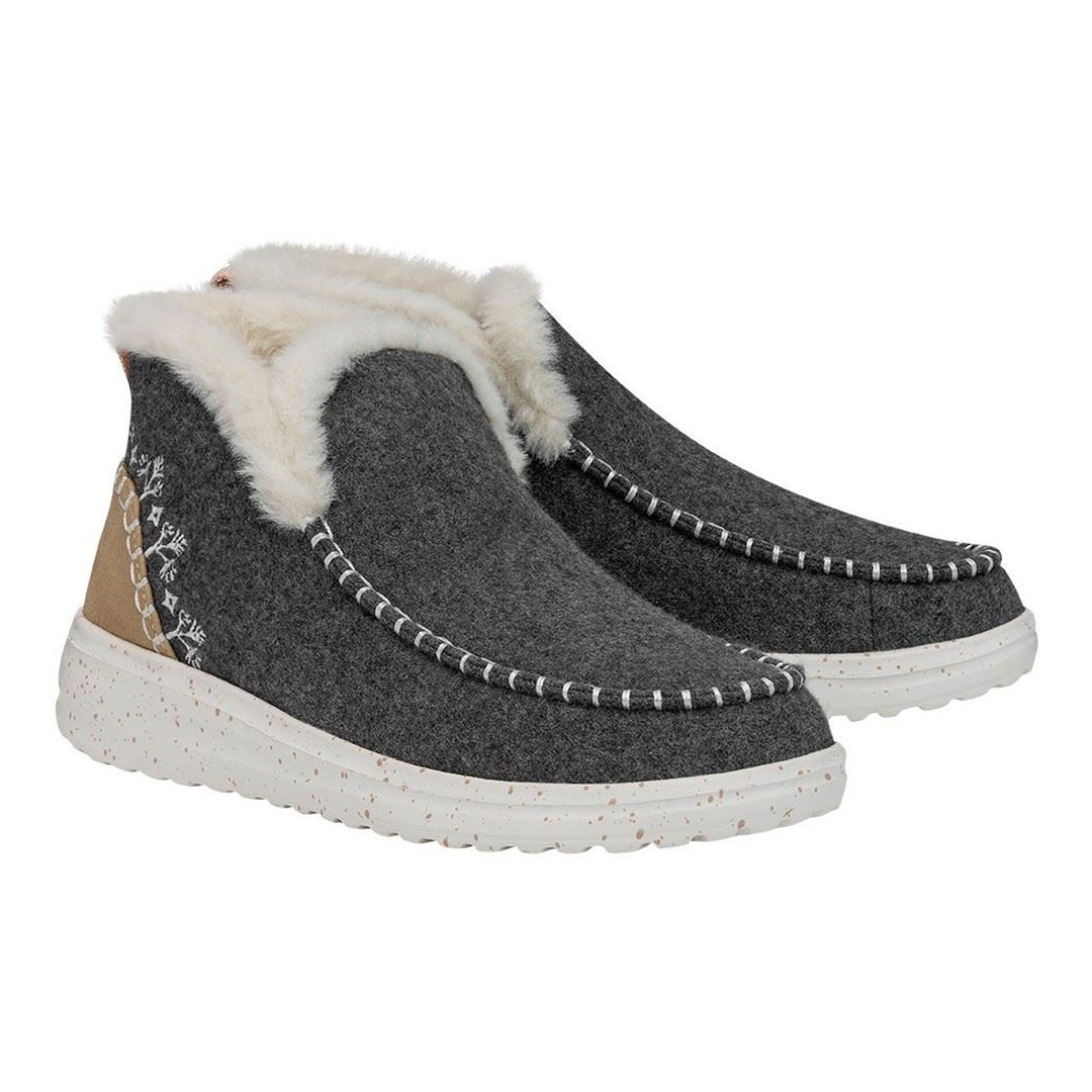 Women's Heydude 40208 Denny Wool Faux Shearling Ankle Boots in Grey - Image 3