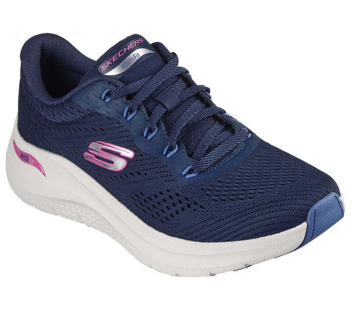 Women's Wide Fit Skechers 150051 Arch Fit 2.0 Big League Trainers in Black - Image 1