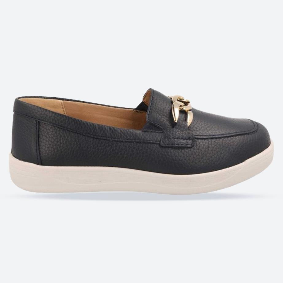 Women's Wide Fit DB Ophelia Shoes in Navy Leather - Image 1