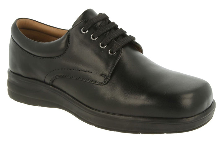 Mens Wide Fit DB Bob Lace Up Luxury Shoes in Black Leather - Image 1