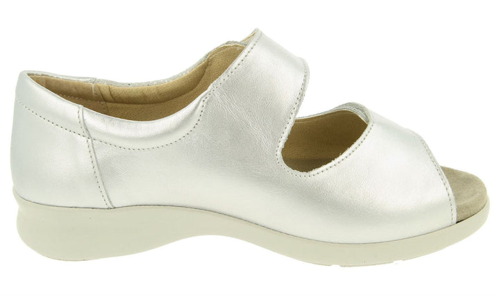 Womens Wide Fit DB Petra Sandals in Gold Lea / Suede - Image 1