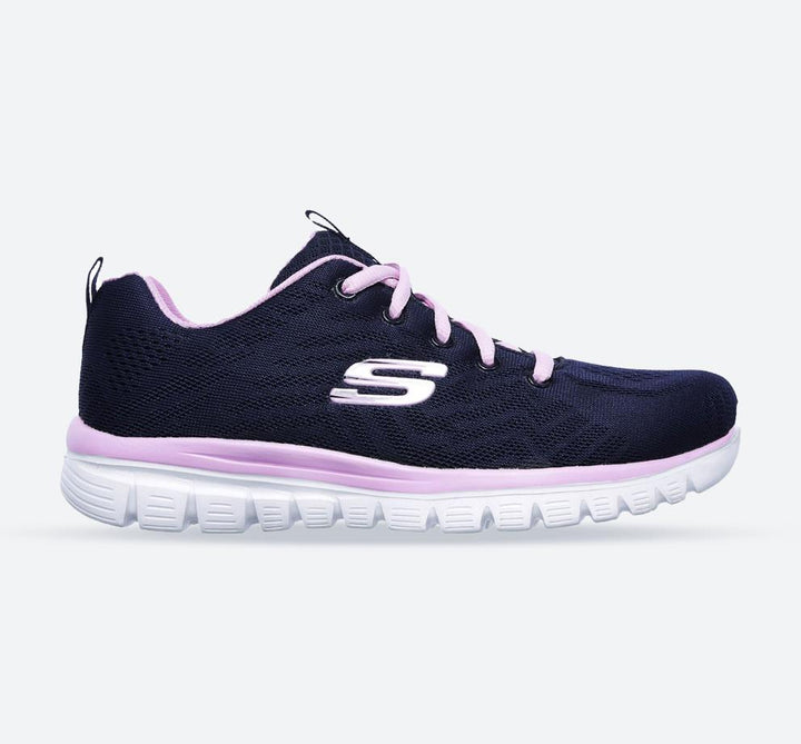 Women's Wide Fit Skechers 12615  Graceful Get Connected Sports Trainers - Navy/Pink in Navy/Pink - Image 1