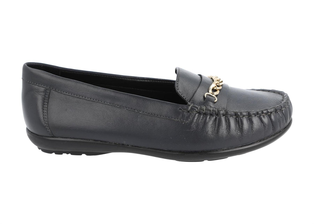 Women's Wide Fit DB Nicolette Loafer Shoes in Black Leather - Image 10