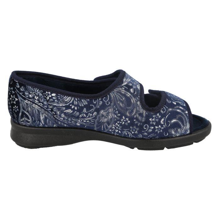 Women's Wide Fit DB Hoe Slippers in Navy Textile - Image 1
