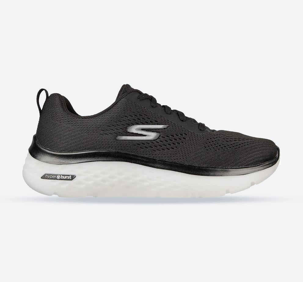 Women's Wide Fit Skechers 124578 GO walk Hyper Burst Trainers - Black/White in Black/White - Image 1