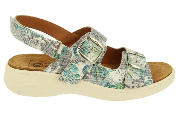 Womens Wide Fit DB Scarlett Sandals in Aqua Blue Leather - Image 1