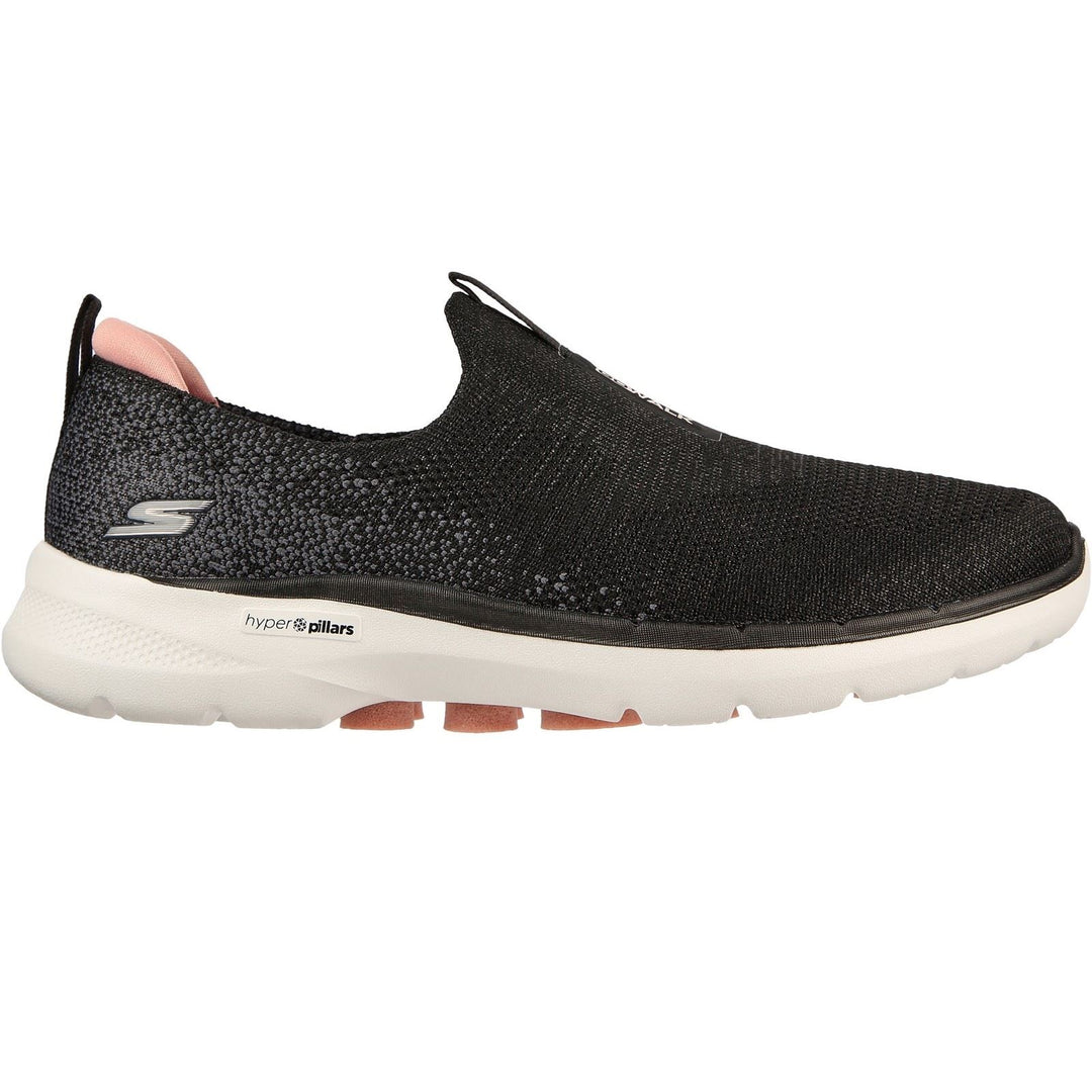 Women's Wide Fit Skechers 124502 Go Walk 6 Glimmering Trainers - Black/Pink in Black/Pink - Image 2