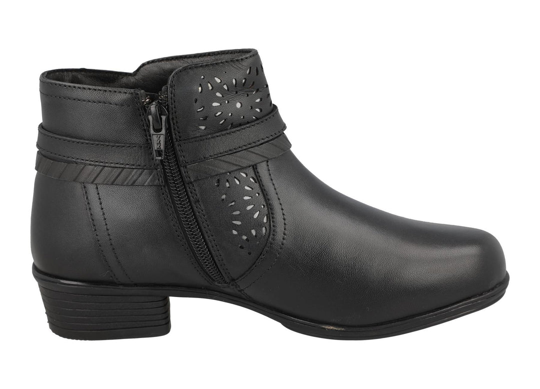 Women's Wide Fit DB Sky Boots in Black Leather - Image 4