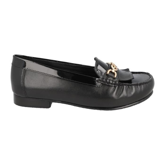 Women's Wide Fit DB Mustang Shoes in Black Leather / Patent - Image 1