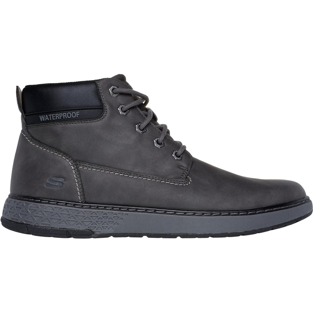 Men's Relaxed Fit Skechers 205235 Garlan Deno Waterproof Boots in Charcoal - Image 7