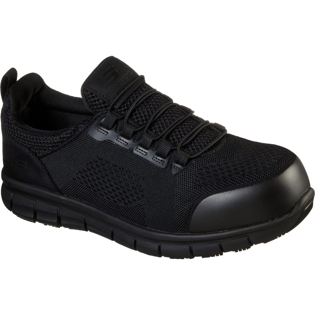 Men's Wide Fit Skechers 200013EC Synergy Omat Safety Trainers in Black - Image 3