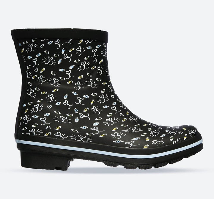 Women's Wide Fit Skechers 113158 Bobs Rain Check Misty Eye Wellie Trainers in Black - Image 1