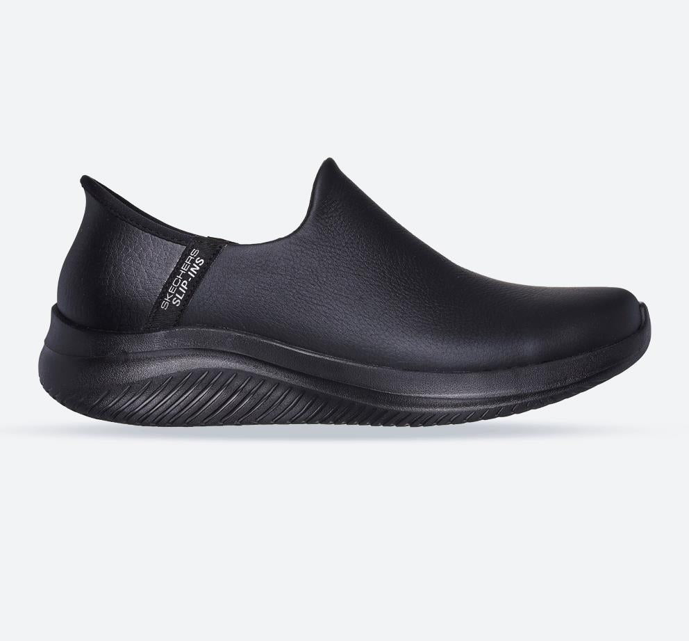 Women's Wide Fit Skechers 149593 Slip-ins Ultra Flex 3.0 All Smooth Trainers in Black - Image 1
