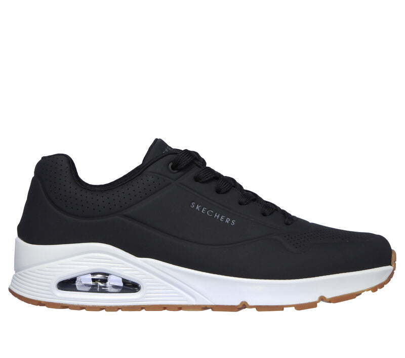 Men's Wide Fit Skechers 52458 Uno - Stand On Air Walking Trainers in Black - Image 8